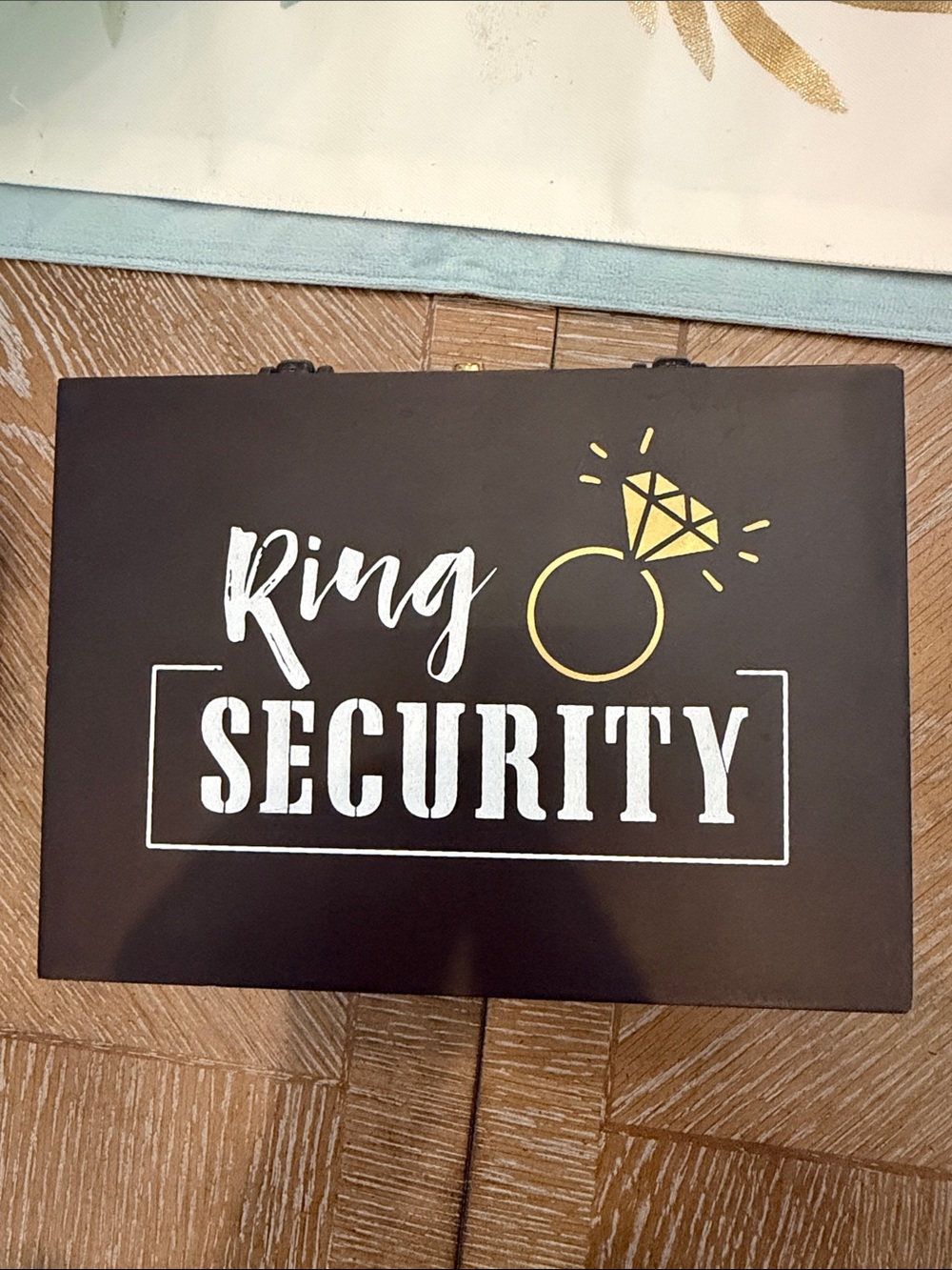 Ring Security Box for ring bearer - Black and Gold